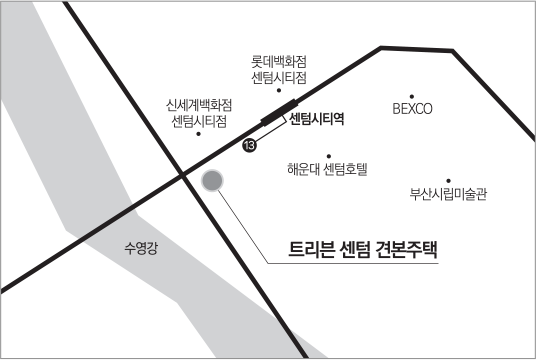 트리븐 센텀 견본주택 위치 안내도